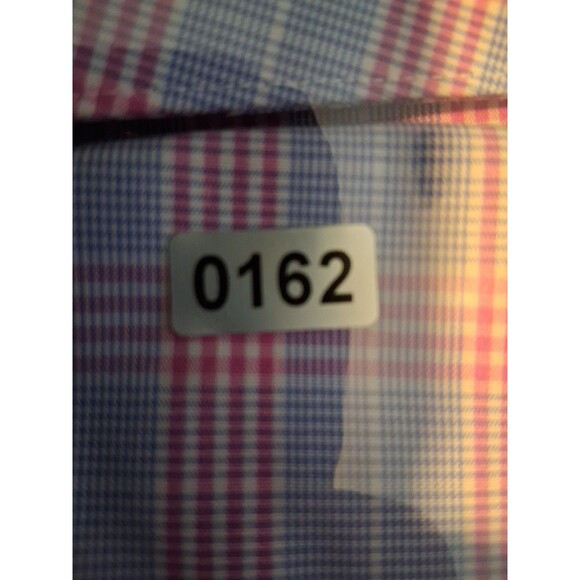 PRONTO Uomo Dress Shirt Mens 16 32 33 Slim Fit Non-Iron Plaid Cotton Blue Pink - Picture 6 of 6